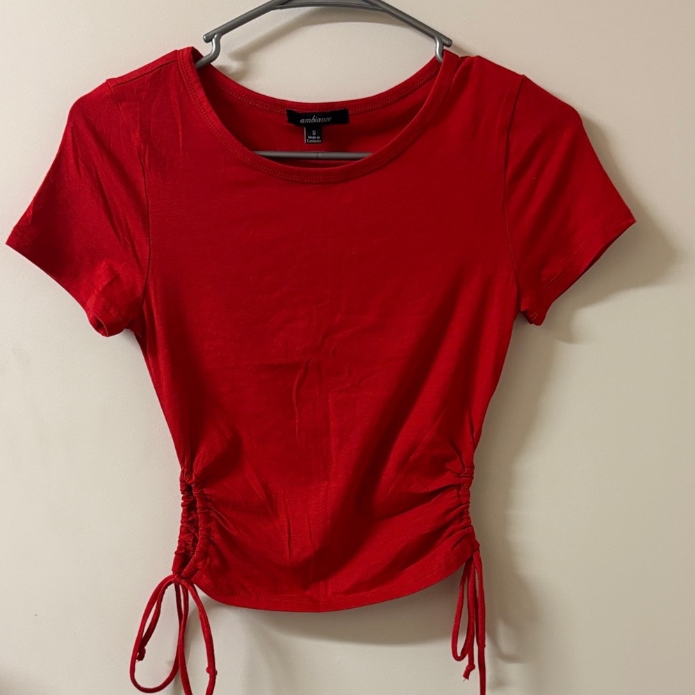 Ambiance Red Crop Top with Side Ties